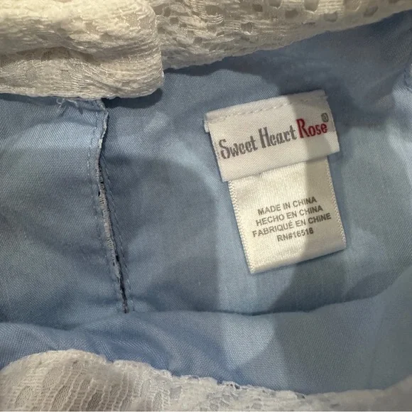 Sweet Heart Rose Ruffled Tiered Halter Sundress‎ in White and Blue 12M - Picture 3 of 6